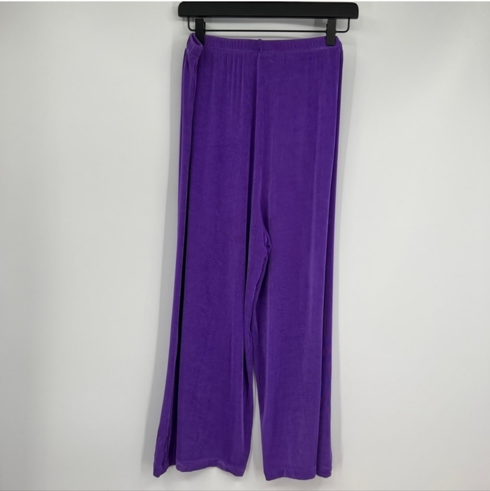 WAS $40. Slinky Short Knit Purple Elastic Waist Wide Leg Casual Pull-On Pants